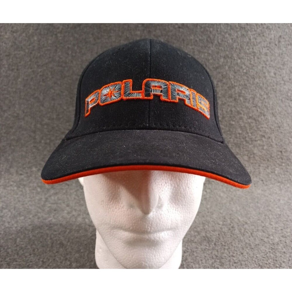 Polaris Embroidered Black And Orange Flex Fitted Hat
